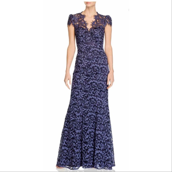 Embroidered lace trumpet gown eliza j Clearance
